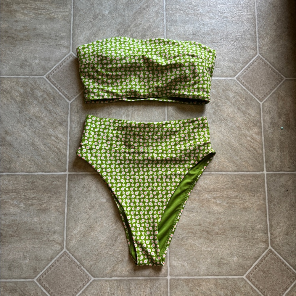 Aerie Green Floral Bikini Set